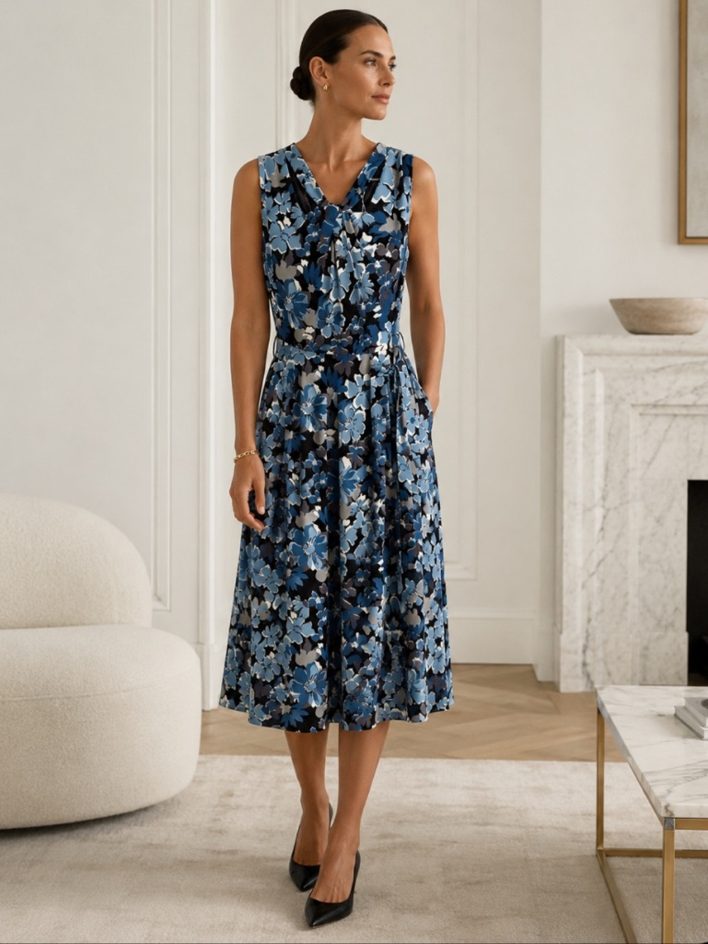 Kasper Floral Sleeveless Sheath Dress NWT Blue Multi 8